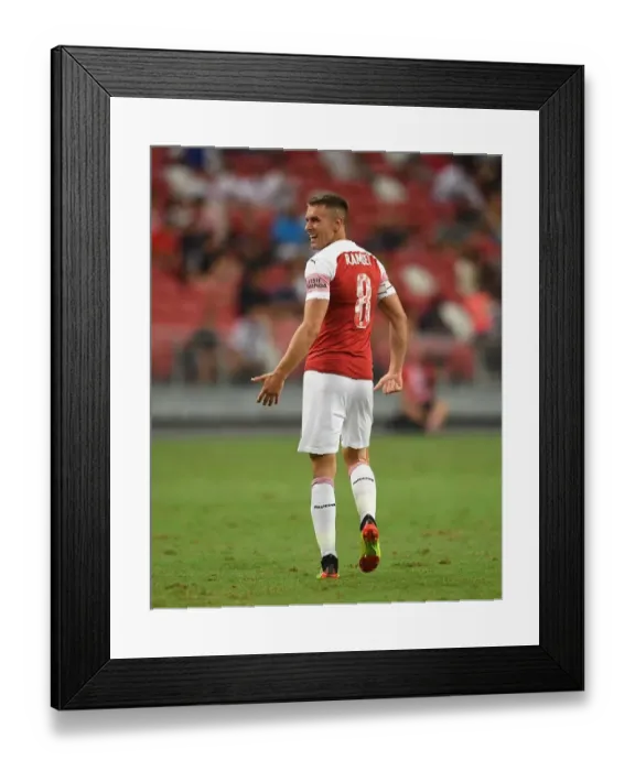 Framed Print : Arsenal's Aaron Ramsey Faces Off Against Atletico Madrid in International Champions Cup 2018