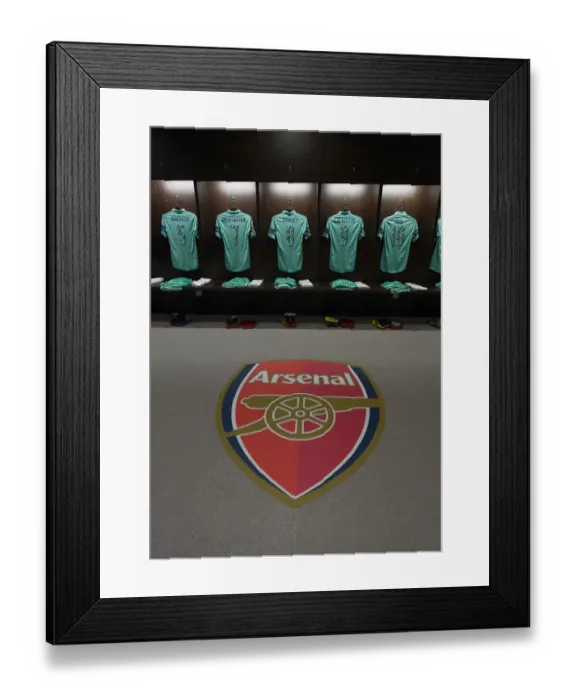 Framed Print : Behind the Scenes: Arsenal FC Changing Room before the Arsenal vs. Paris Saint-Germain Pre-Season Friendly (2018) Framed Print : Behind the Scenes: Arsenal FC Changing Room before the Arsenal vs. Paris Saint-Germain Pre-Season Friendly (2018)