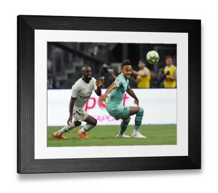 Framed Print : Arsenal's Aubameyang Faces Off Against PSG's Diarra in International Champions Cup Clash Framed Print : Arsenal's Aubameyang Faces Off Against PSG's Diarra in International Champions Cup Clash