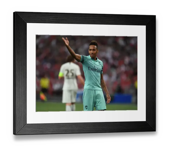 Framed Print : Arsenal's Pierre-Emerick Aubameyang Shines in Arsenal vs. Paris Saint-Germain International Champions Cup Clash (July 2018, Singapore)