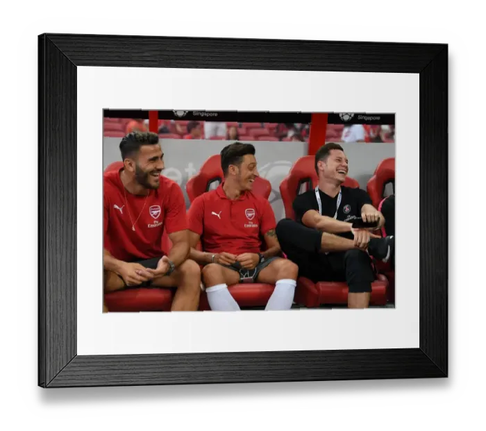 Framed Print : Arsenal's Ozil and Kolasinac Engage in Pre-Match Chat with PSG's Draxler (2018 International Champions Cup, Singapore) Framed Print : Arsenal's Ozil and Kolasinac Engage in Pre-Match Chat with PSG's Draxler (2018 International Champions Cup, Singapore)
