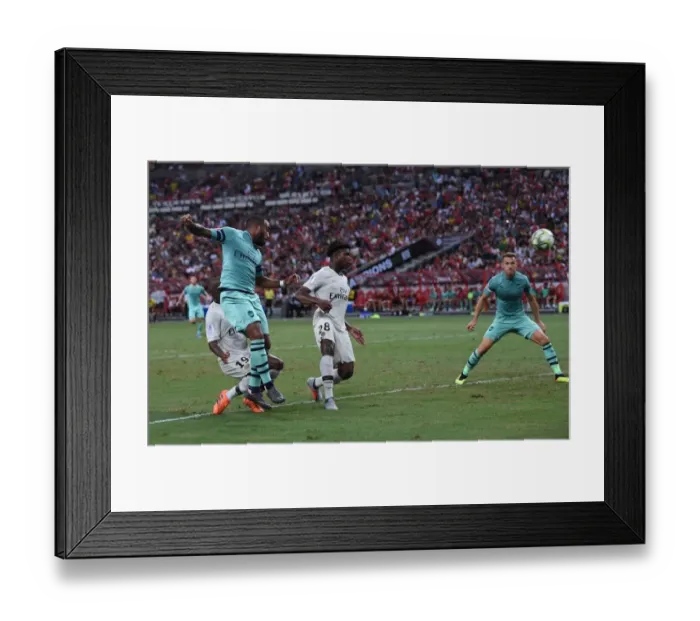 Framed Print : Alexandre Lacazette's Stunning Goal: Arsenal Upsets Paris Saint-Germain in 2018 International Champions Cup, Singapore