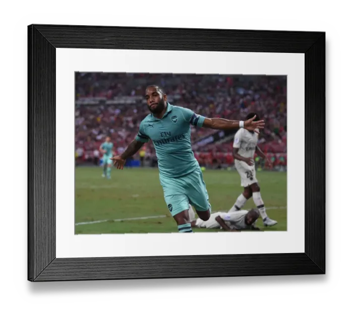 Framed Print : Alexandre Lacazette's Stunning Goal: Arsenal's Victory over Paris Saint-Germain in 2018 International Champions Cup, Singapore