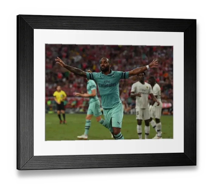 Framed Print : Alexandre Lacazette's Stunning Goal: Arsenal's Victory Over Paris Saint-Germain in 2018 International Champions Cup (Singapore)