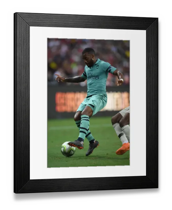 Framed Print : Alexandre Lacazette Goes Head-to-Head Against Paris Saint-Germain in 2018 International Champions Cup, Singapore