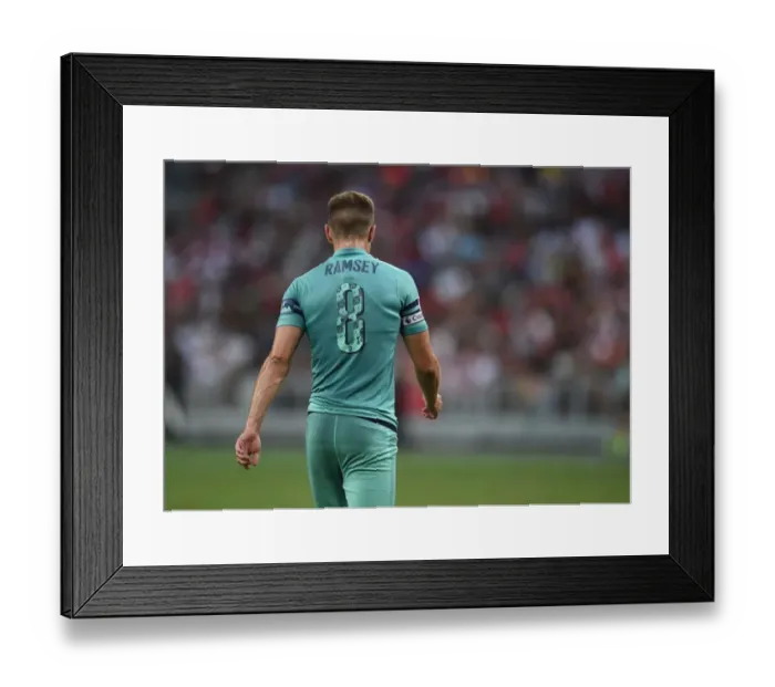 Framed Print : Arsenal's Aaron Ramsey Goes Head-to-Head Against Paris Saint-Germain in 2018 International Champions Cup, Singapore Framed Print : Arsenal's Aaron Ramsey Goes Head-to-Head Against Paris Saint-Germain in 2018 International Champions Cup, Singapore