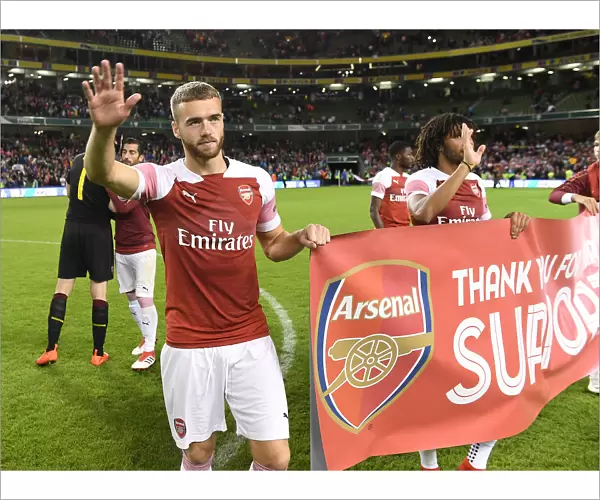 Calum Chambers Greets Arsenal Fans After Arsenal vs. Chelsea Pre-Season Match, 2018