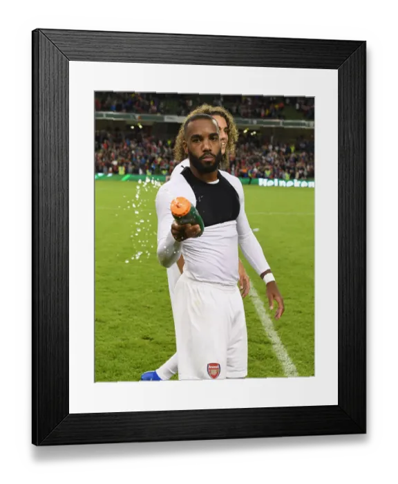 Framed Print : Alex Lacazette Celebrates after Arsenal's Pre-season Victory over Chelsea (2018-19)