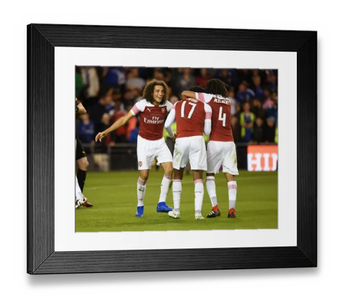 Framed Print : Arsenal Triumph: Guendouzi, Iwobi, Elneny Celebrate Pre-Season Win Against Chelsea