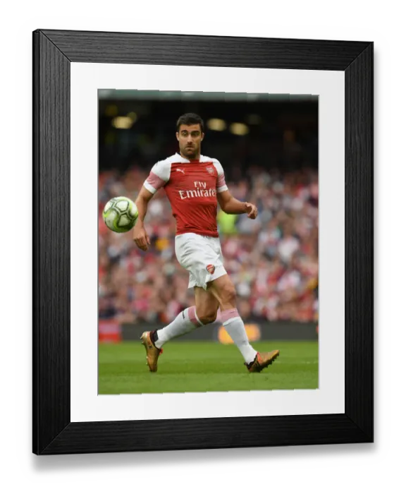 Framed Print : Arsenal's Sokratis Faces Off Against Chelsea in 2018 International Champions Cup, Dublin