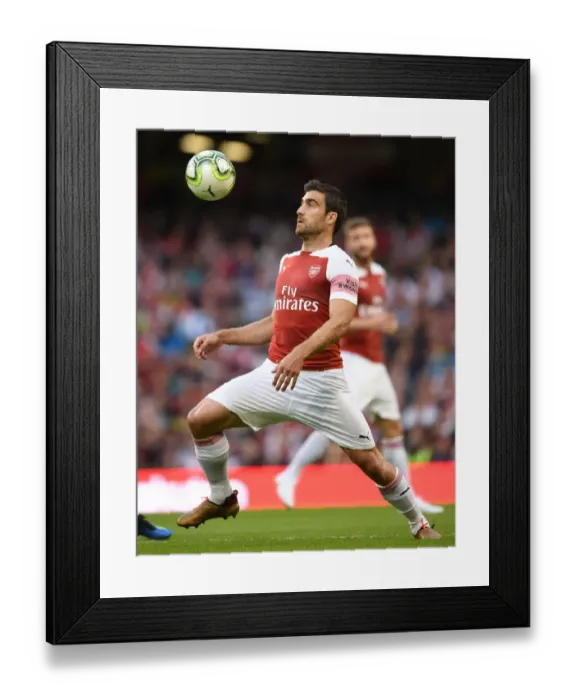 Framed Print : Arsenal vs. Chelsea Clash: Sokratis Faces Off in 2018 International Champions Cup, Dublin Framed Print : Arsenal vs. Chelsea Clash: Sokratis Faces Off in 2018 International Champions Cup, Dublin