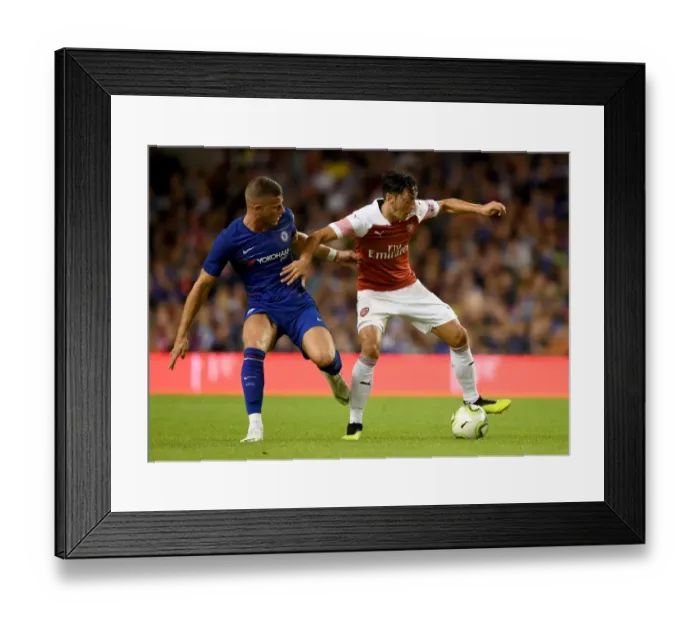 Framed Print : Arsenal's Clash of Talents: Ozil vs. Barkley (2018) - Pre-Season Showdown against Chelsea