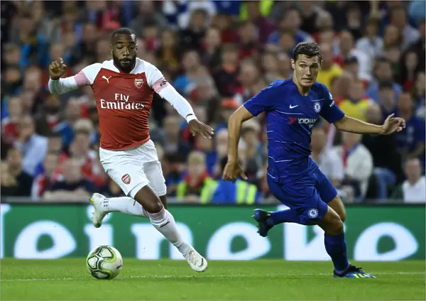 Arsenal's Alex Lacazette Outmaneuvers Chelsea's Andreas Christensen in International Champions Cup Clash