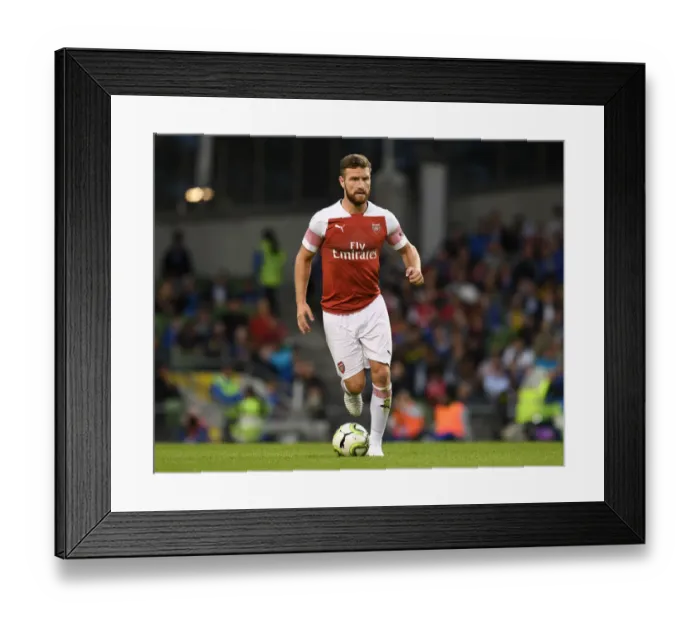 Framed Print : Mustafi Faces Off Against Chelsea: Arsenal's Defender in Action during the 2018 International Champions Cup, Dublin
