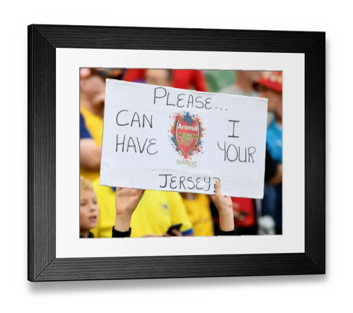 Framed Print : Arsenal vs. Chelsea: Passionate Arsenal Fan at the International Champions Cup 2018 in Dublin