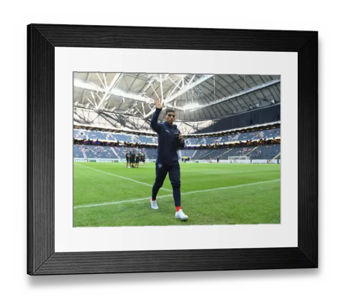 Framed Print : Lucas Torreira Waves to Arsenal Fans Before Arsenal v SS Lazio Pre-Season Friendly in Stockholm, 2018