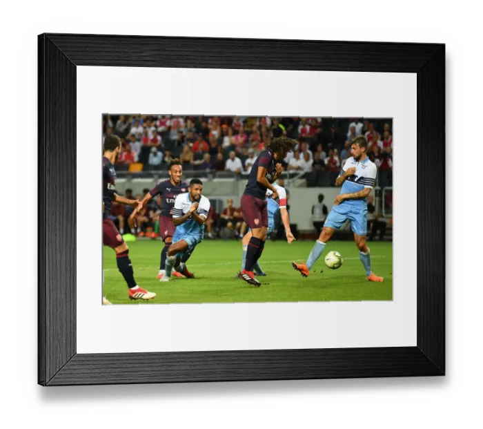 Framed Print : Pierre-Emerick Aubameyang Scores Arsenal's Second Goal Against SS Lazio in 2018 Pre-Season Friendly