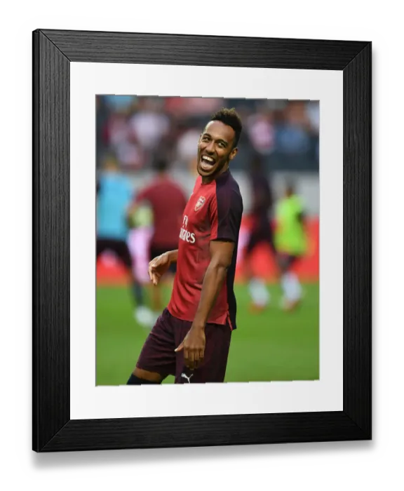 Framed Print : Pierre-Emerick Aubameyang Gears Up: Arsenal vs. SS Lazio Pre-Season Friendly, Stockholm 2018