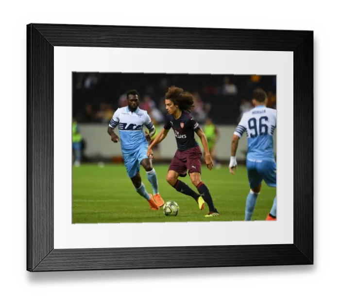 Framed Print : Arsenal's Guendouzi Clashes with Lazio's Caicedo in 2018 Pre-Season Friendly