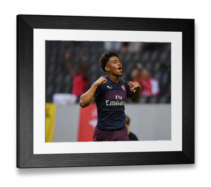 Framed Print : Reiss Nelson Scores for Arsenal against SS Lazio in Stockholm Pre-Season Friendly, 2018 Framed Print : Reiss Nelson Scores for Arsenal against SS Lazio in Stockholm Pre-Season Friendly, 2018