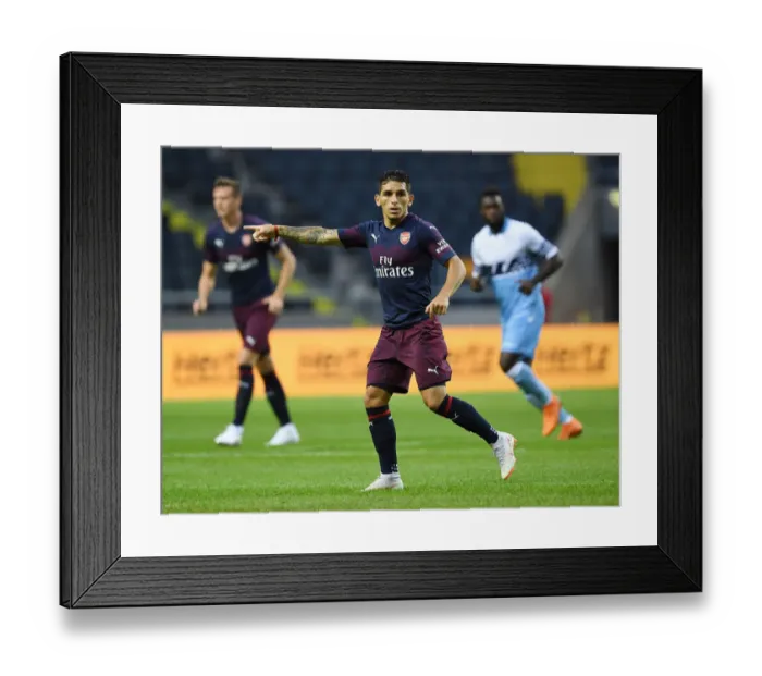 Framed Print : Arsenal's Lucas Torreira Shines in Pre-Season Friendly Against SS Lazio, Stockholm 2018