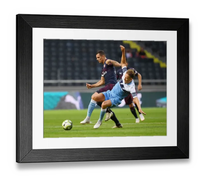 Framed Print : Xhaka vs. Levia: Clash in the Pre-Season Friendly between Arsenal and SS Lazio Framed Print : Xhaka vs. Levia: Clash in the Pre-Season Friendly between Arsenal and SS Lazio
