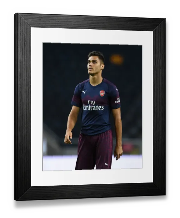 Framed Print : Arsenal's Konstantinos Mavropanos in Action Against SS Lazio (2018, Stockholm)