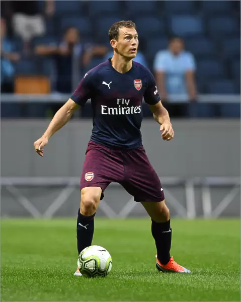 Arsenal's Stephan Lichtsteiner in Action Against SS Lazio: Pre-Season Clash in Stockholm, 2018