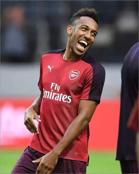 Arsenal's Pierre-Emerick Aubameyang Prepares for Action against SS Lazio in Stockholm (2018)