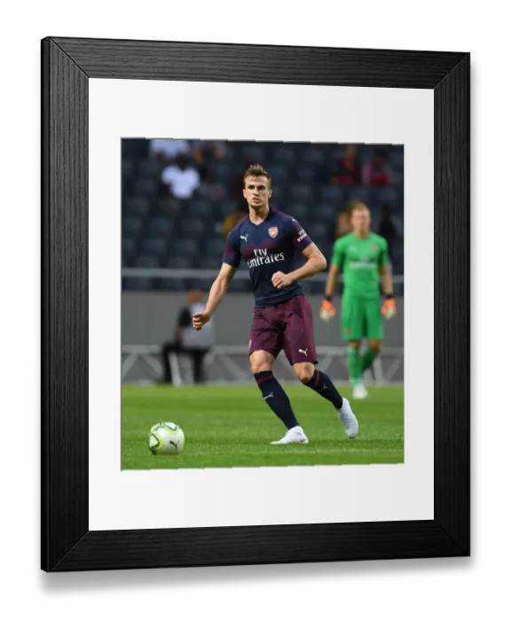 Framed Print : Rob Holding in Action: Arsenal vs. SS Lazio, Stockholm 2018