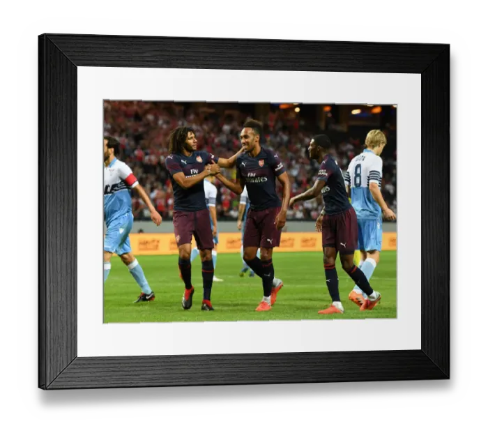 Framed Print : Arsenal Celebrate: Aubameyang, Elneny, Maitland-Niles Score in Pre-Season Friendly vs. SS Lazio (2018) Framed Print : Arsenal Celebrate: Aubameyang, Elneny, Maitland-Niles Score in Pre-Season Friendly vs. SS Lazio (2018)