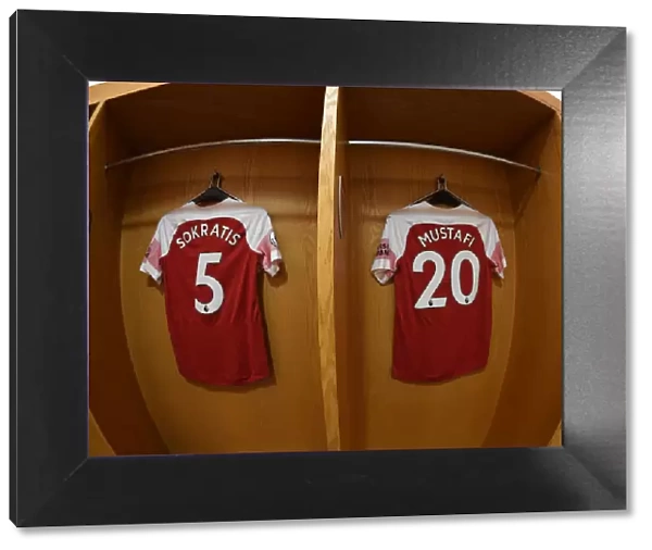 Arsenal FC: Sokratis and Mustafi's Empty Jerseys in the Changing Room Before Arsenal vs Manchester City (2018-19)