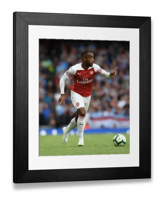 Framed Print : Alexandre Lacazette (Arsenal). Arsenal 0: 2 Manchester City