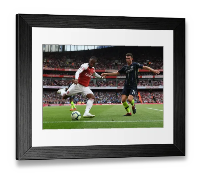 Framed Print : Clash of Titans: Lacazette vs. Laporte - Arsenal vs. Manchester City, Premier League 2018-19 Framed Print : Clash of Titans: Lacazette vs. Laporte - Arsenal vs. Manchester City, Premier League 2018-19