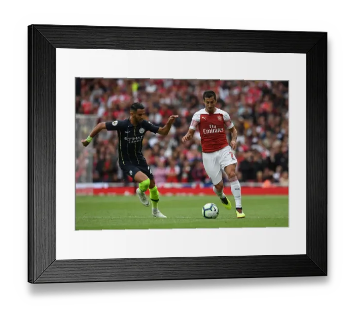Framed Print : Clash of Stars: Mkhitaryan vs Mahrez - Arsenal vs Manchester City, Premier League 2018-19