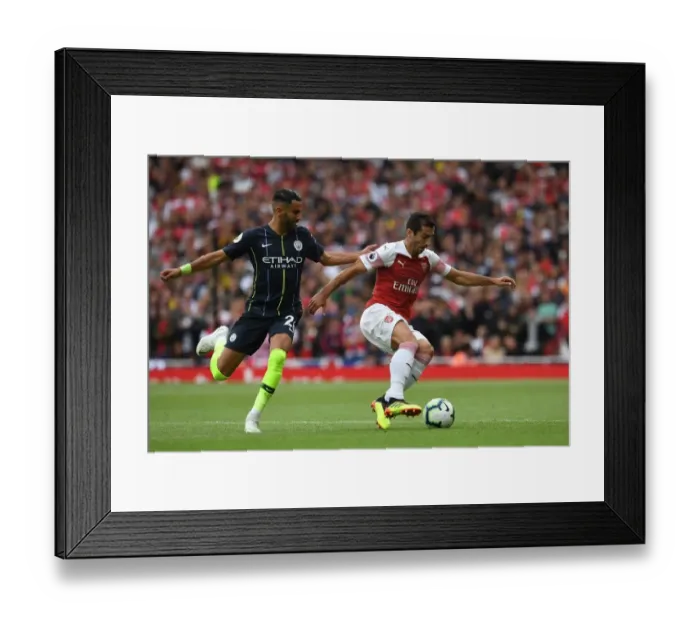 Framed Print : Clash of Stars: Mkhitaryan vs Mahrez - Arsenal vs Manchester City, Premier League 2018-19: A Battle of Skills Framed Print : Clash of Stars: Mkhitaryan vs Mahrez - Arsenal vs Manchester City, Premier League 2018-19: A Battle of Skills