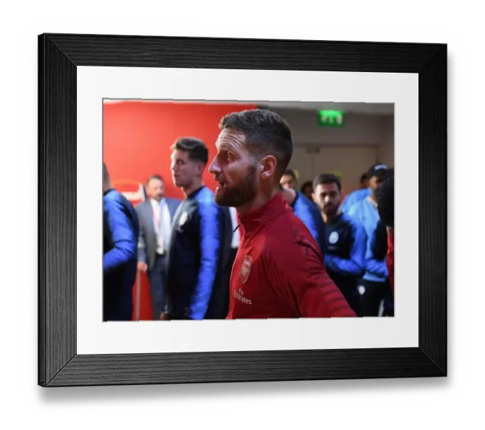 Framed Print : Shkodran Mustafi - Arsenal FC vs Manchester City, Premier League 2018-19
