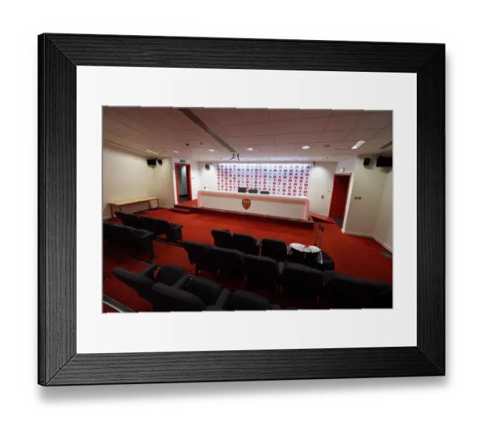 Framed Print : Press Conference Room. Arsenal 0: 2 Manchester City. Premier League. Emirates Stadium Framed Print : Press Conference Room. Arsenal 0: 2 Manchester City. Premier League. Emirates Stadium