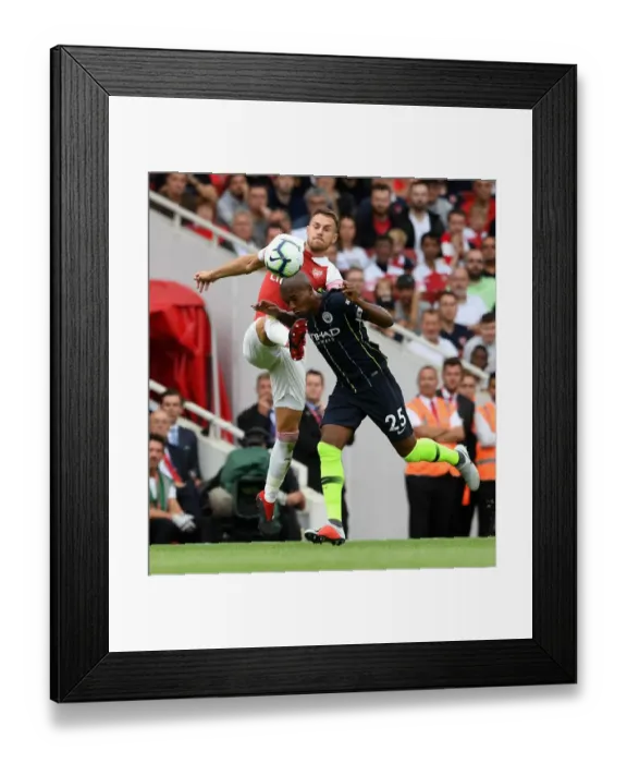 Framed Print : Clash of Midfield Titans: Ramsey vs Fernandinho - Arsenal v Manchester City, Premier League 2018-19