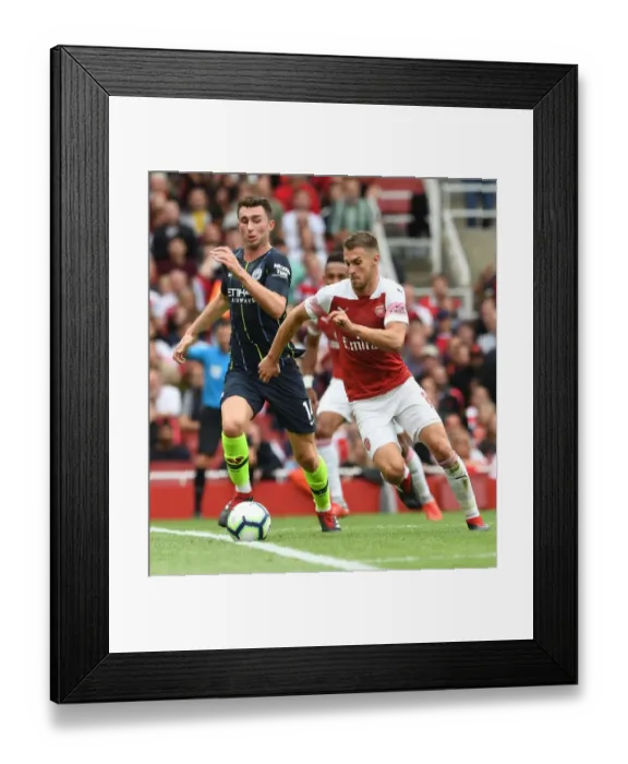Framed Print : Clash of the Midfield Titans: Ramsey vs. Laporte - Arsenal vs. Manchester City, Premier League 2018-19