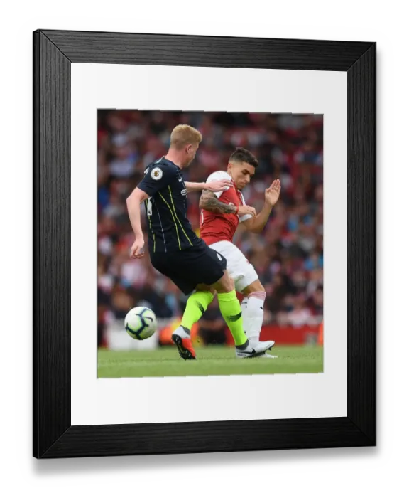Framed Print : Lucas Torreira (Arsenal) Kevin De Bruyne (Man City)