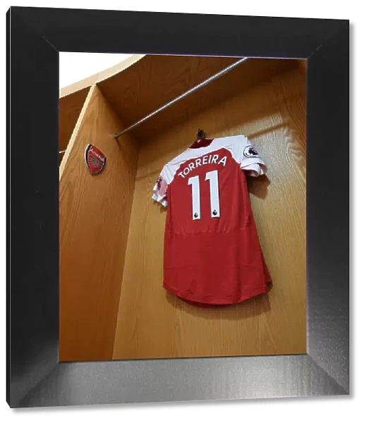 Lucas Torreira's Arsenal Shirt in the Changing Room before Arsenal vs Manchester City, Premier League 2018-19