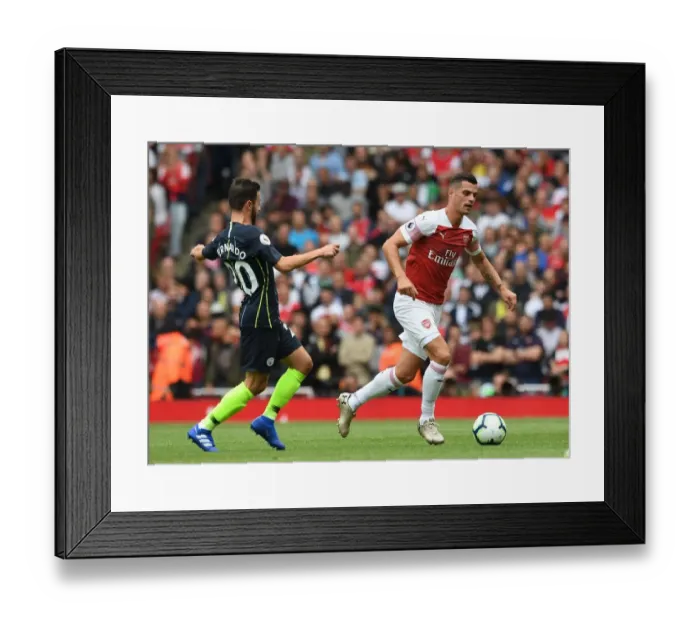 Framed Print : Granit Xhaka: Arsenal's Midfield Mastermind in Action Against Manchester City, Premier League 2018-19 Framed Print : Granit Xhaka: Arsenal's Midfield Mastermind in Action Against Manchester City, Premier League 2018-19