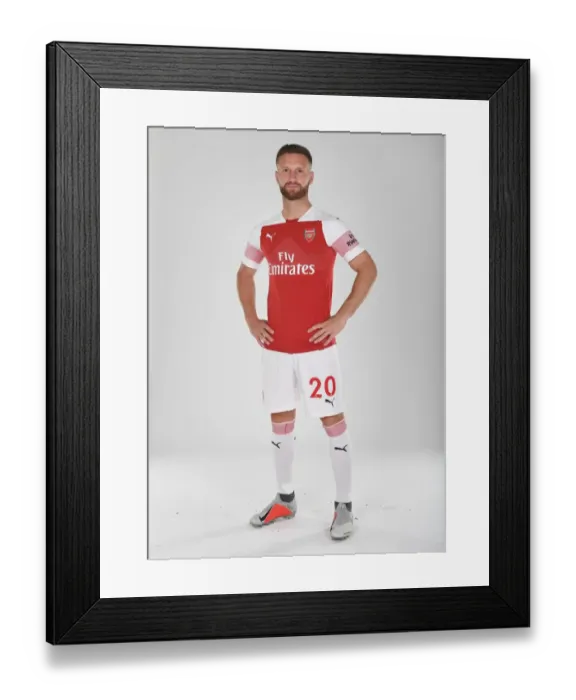 Framed Print : Arsenal Football Club: 2018 / 19 First Team - Shkodran Mustafi at Photo Call Framed Print : Arsenal Football Club: 2018 / 19 First Team - Shkodran Mustafi at Photo Call