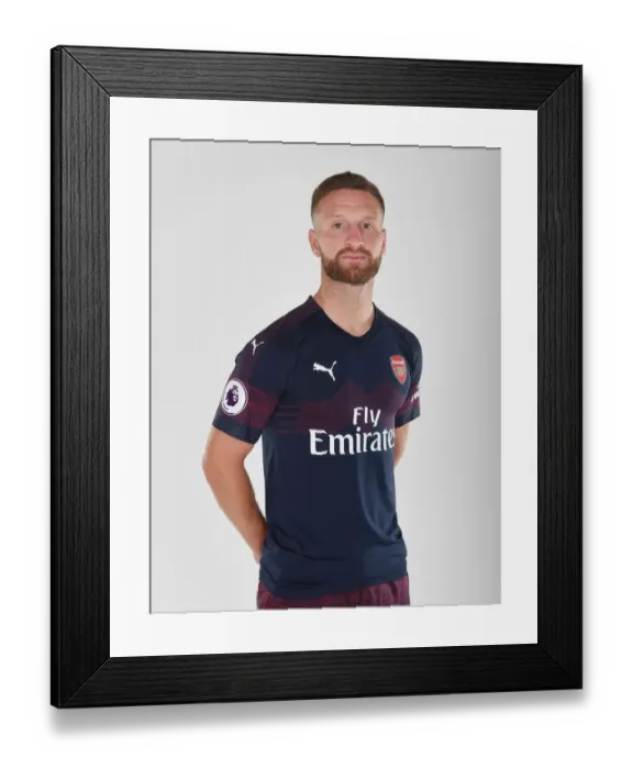 Framed Print : Arsenal's Shkodran Mustafi at 2018 / 19 First Team Photo Call
