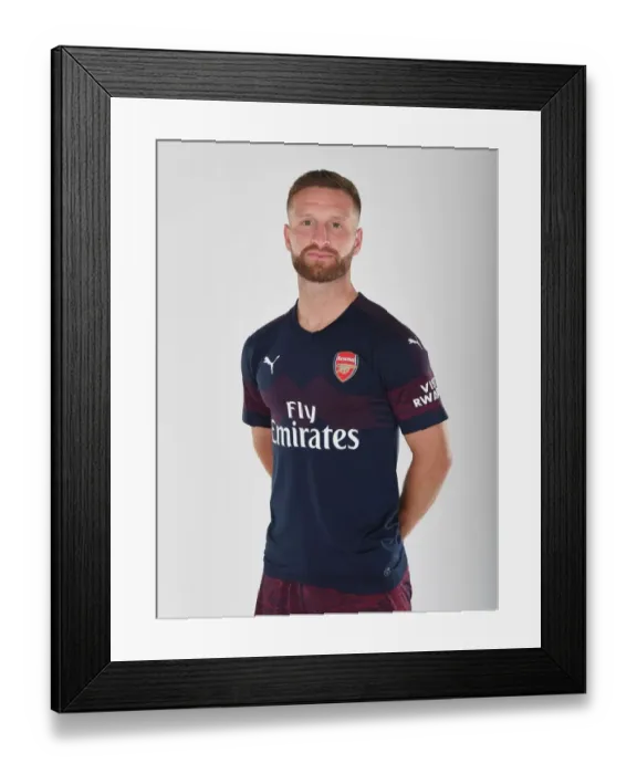 Framed Print : Shkodran Mustafi at Arsenal 2018 / 19 First Team Photo Call