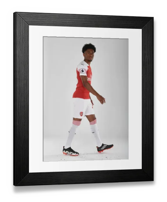 Framed Print : Arsenal's Reiss Nelson at 2018 / 19 First Team Photo Call
