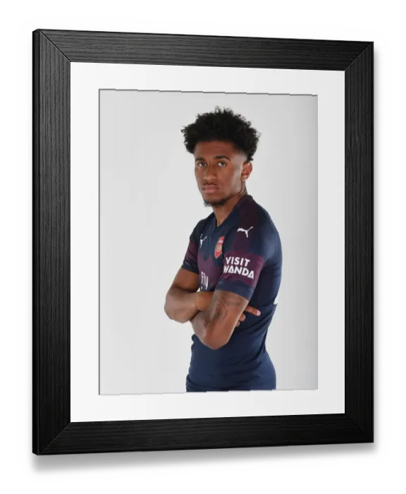 Framed Print : Arsenal's Reiss Nelson at 2018 / 19 First Team Photo Call