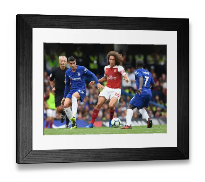 Framed Print : Clash of Titans: Guendouzi vs. Kante, Morata - Chelsea vs. Arsenal, Premier League 2018-19