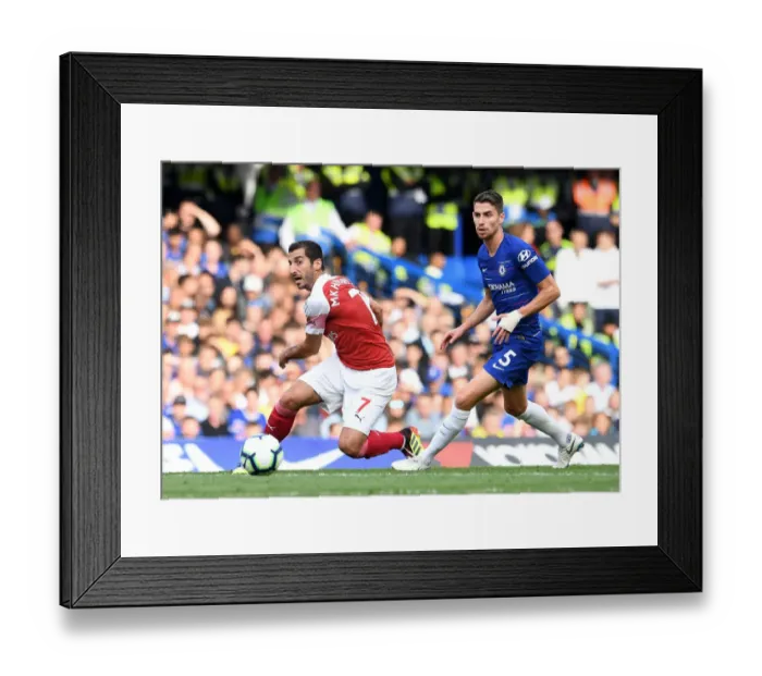 Framed Print : Mkhitaryan vs Jorginho: Battle in the Premier League - Chelsea vs Arsenal (2018-19)